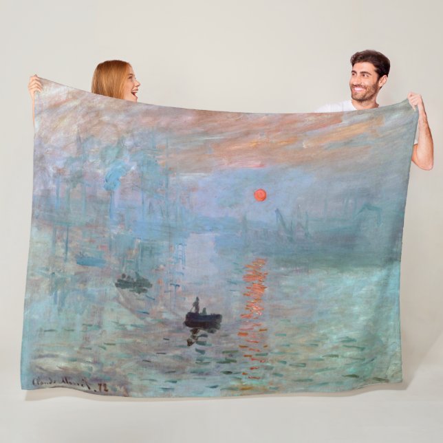 Impression, Sunrise, Claude Monet Fleece Blanket (In Situ)