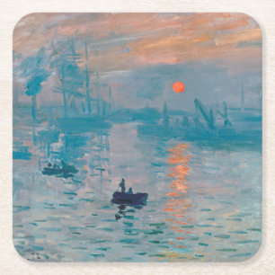 Impression Sunrise claude monet impressionist Square Paper Coaster