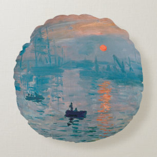 Impression Sunrise Claude Monet  Round Cushion