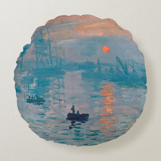 Impression Sunrise Claude Monet  Round Cushion (Front)