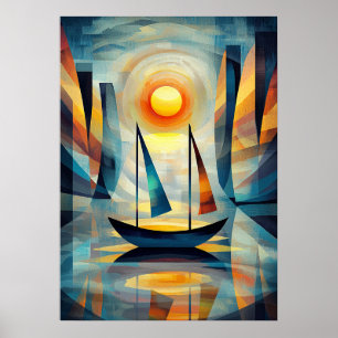 Impression Sunrise - Cubist masterpiece inspired Poster