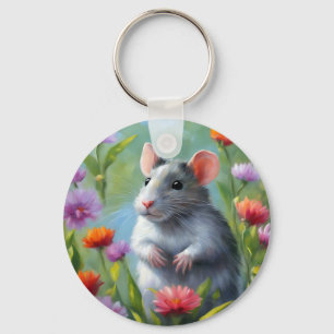 Impressionism Beauty Colourful Rat Key Ring