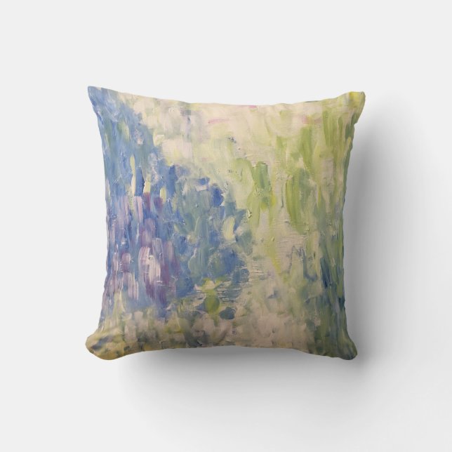 Impressionism Brush Stroke Water Lily Pond Pillow (Front)