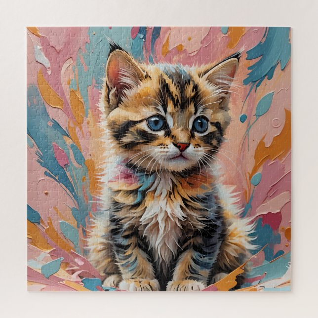 Impressionism Kitty Puzzle (Vertical)