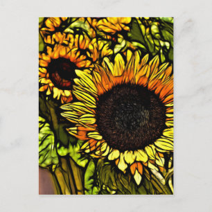impressionism painting country yellow sunflower postcard