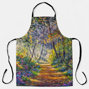 Impressionism Path: Sunny Forest Watercolor Apron