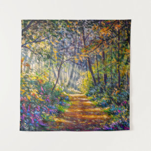 Impressionism Path: Sunny Forest Watercolor Tapestry