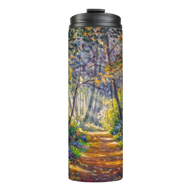 Impressionism Path: Sunny Forest Watercolor Thermal Tumbler (Front)