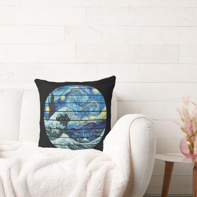 IMPRESSIONISM STARRY NIGHT WAVE OF KANAGAWA ART CUSHION (Couch)