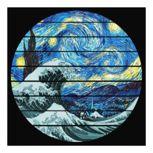 IMPRESSIONISM STARRY NIGHT WAVE OF KANAGAWA ART PHOTO PRINT