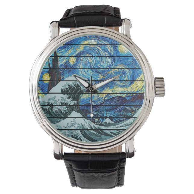 IMPRESSIONISM STARRY NIGHT WAVE OF KANAGAWA ART WATCH (Front)