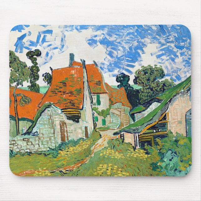 Impressionism Vincent Van Gogh Street in Auvers Mouse Pad (Front)