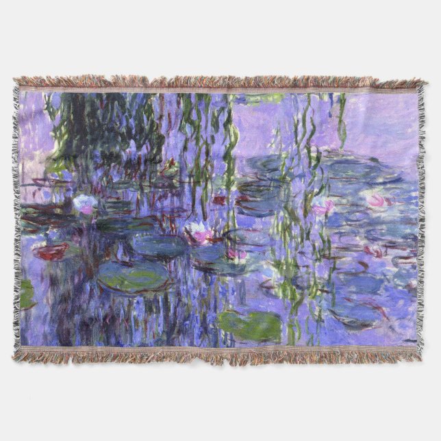 Impressionism Water Lilies Flower Painting Throw Blanket (Front)