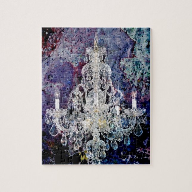 impressionism watercolor Edwardian Chandelier Jigsaw Puzzle (Vertical)