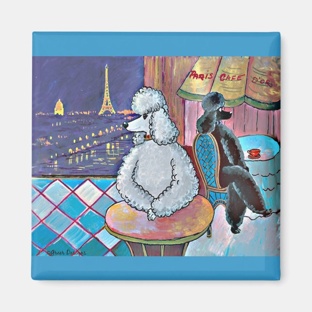 Impressionist Art Poodles Paris Cafe Magnets (Front)