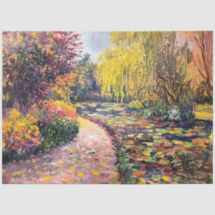 Impressionist Autumn Garden Painting Decoupage Tissue Paper