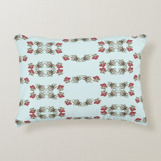 Impressionist Beetle & Cherry Watercolor Pattern Decorative Cushion