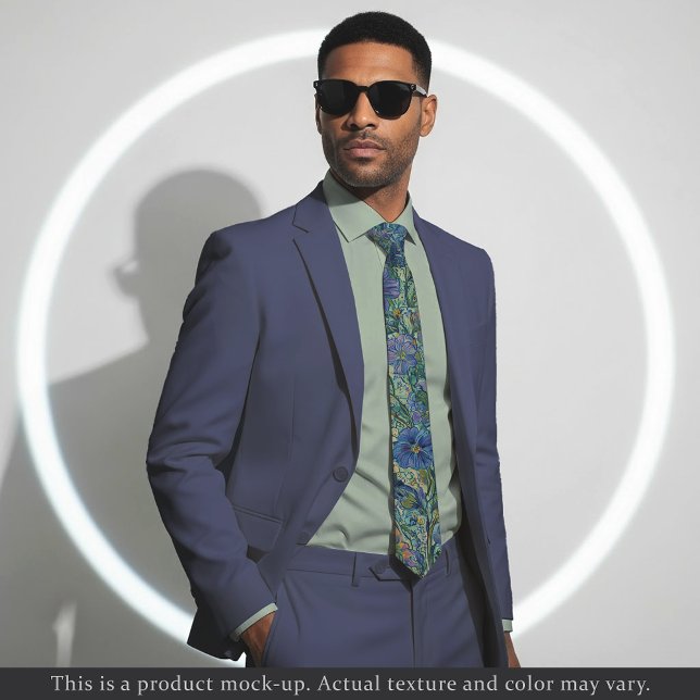 Impressionist Blue Floral Necktie (Creator Uploaded)