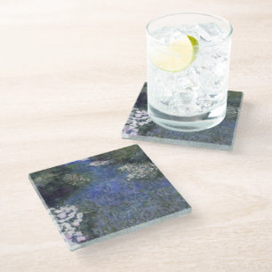 Impressionist Blue Forest Path Glass Coaster