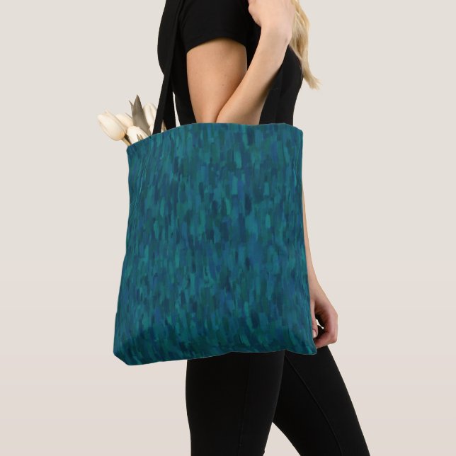 Impressionist Brush Strokes, Navy, Teal, Blue Tote Bag (Close Up)