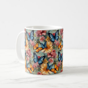 Impressionist Butterflies and Flowers Coffee Mug