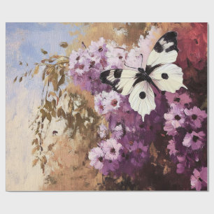 Impressionist Butterfly Garden Painting Decoupage Wrapping Paper