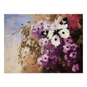 Impressionist Butterfly Garden Painting Poster