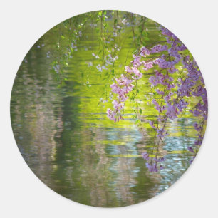 Impressionist Cherry Blossoms Classic Round Sticker