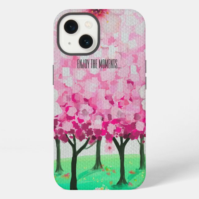 Impressionist cherry blossoms iPhone case (Back)