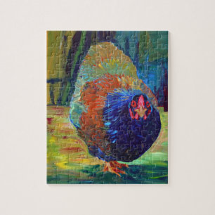 Impressionist chicken art jigsaw puzzle