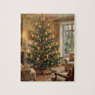 Impressionist Christmas Tree Monet-Style Art Jigsaw Puzzle