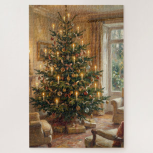 Impressionist Christmas Tree Monet-Style Art Jigsaw Puzzle