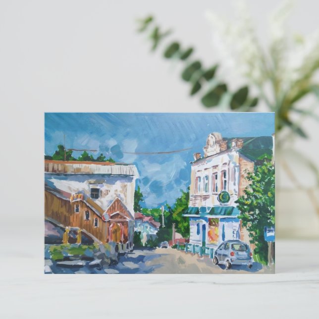 Impressionist Cityscape Art Invitation & Greeting  (Standing Front)