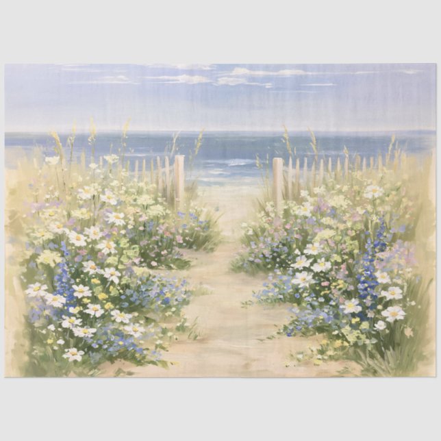 Impressionist Coastal Flowers Decoupage Tissue Paper (Front)