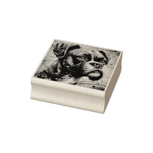 Impressionist Colourful Pop Art Boxer Dog Painting Rubber Stamp (Stamp)