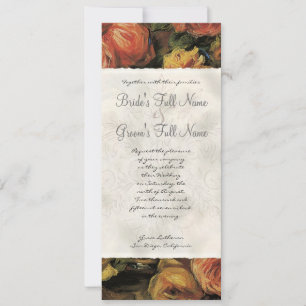 Impressionist Coral n Yellow Rose - Wedding Invite