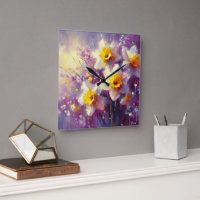 Impressionist Daffodil Floral Purple Yellow Art