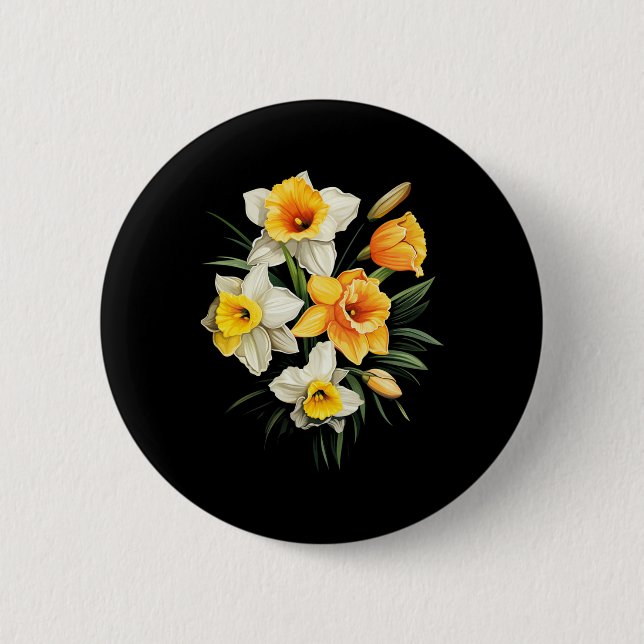 Impressionist Daffodils Easter Long Sleeve  6 Cm Round Badge (Front)