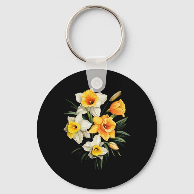 Impressionist Daffodils Easter Long Sleeve  Key Ring (Front)
