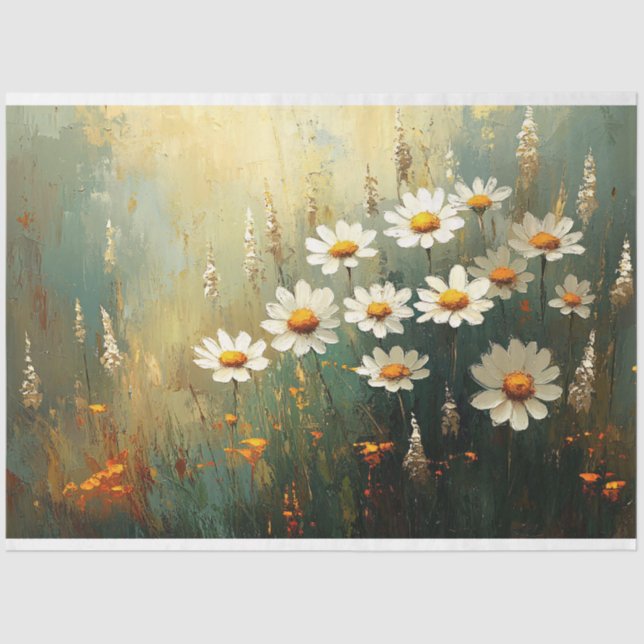 Impressionist Daisy Field Art Decoupage Tissue Paper (Front)