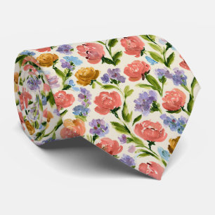 Impressionist Floral Garden Pattern Tie