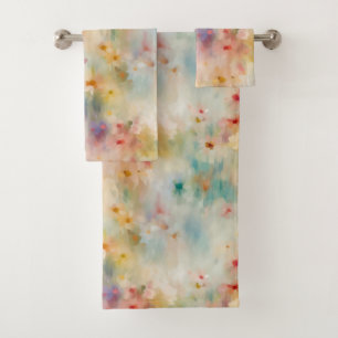 Impressionist Flower Meadow Bath Towel Set