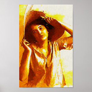 Impressionist Girl With Straw Hat Poster