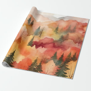 Impressionist Golden Forest Watercolor Fall Wrapping Paper