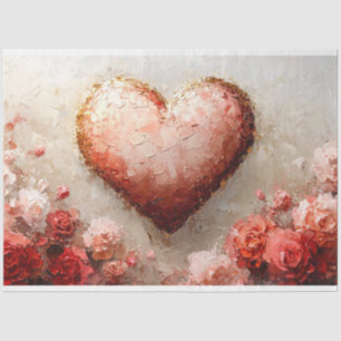 Impressionist Heart and Roses Valentine Decoupage Tissue Paper