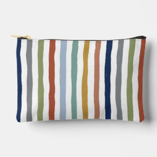 Impressionist-Inspired Colours Hand-Drawn Stripes Accessory Pouch