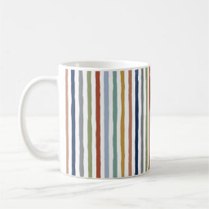 Impressionist-Inspired Colours Hand-Drawn Stripes Coffee Mug