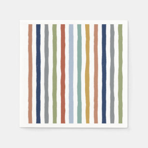 Impressionist-Inspired Colours Hand-Drawn Stripes Napkin