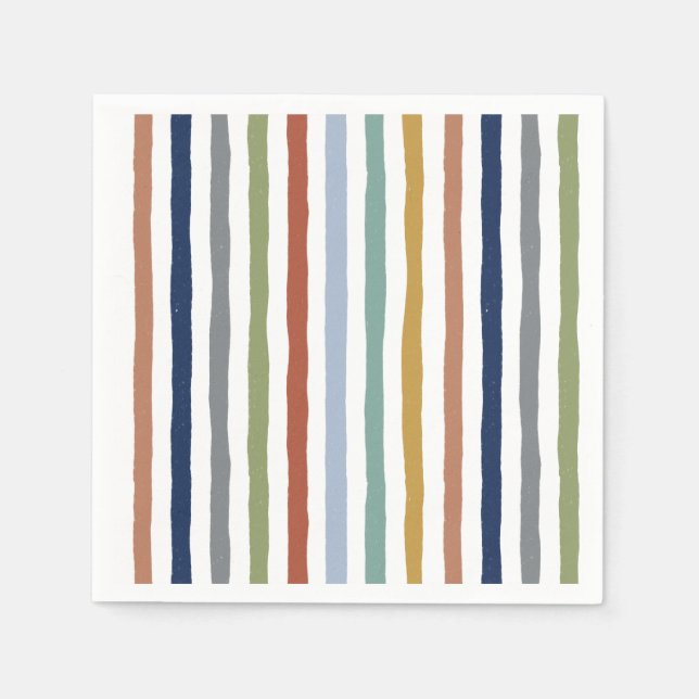 Impressionist-Inspired Colours Hand-Drawn Stripes Napkin (Front)