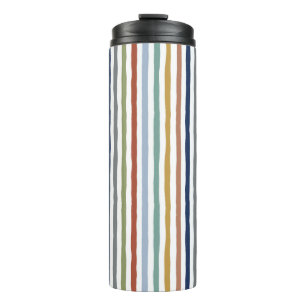 Impressionist-Inspired Colours Hand-Drawn Stripes Thermal Tumbler